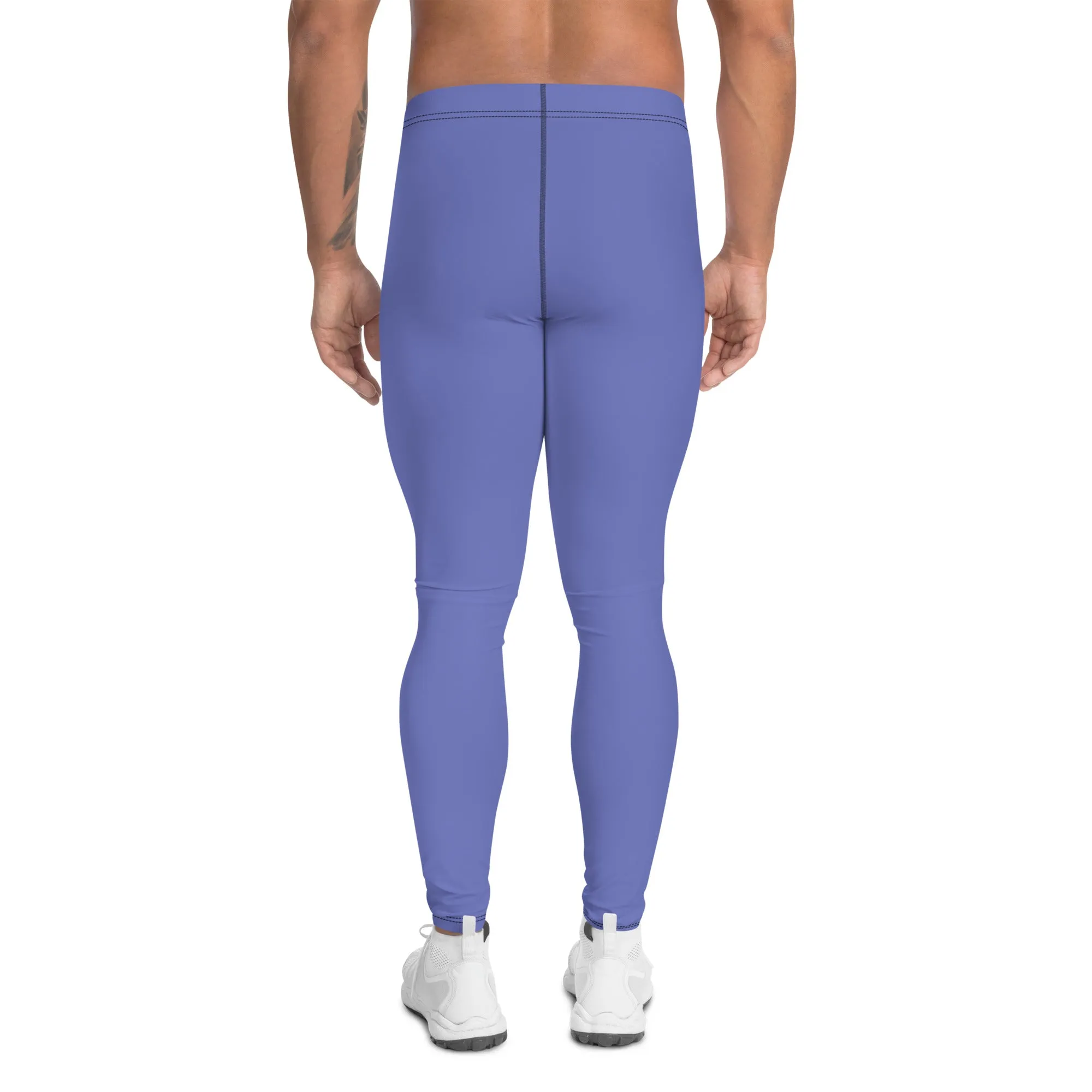 Purple Solid Color Men's Leggings, Solid Lavender Purple Color Men's Tights Compression Pants - Made in USA/EU/MX