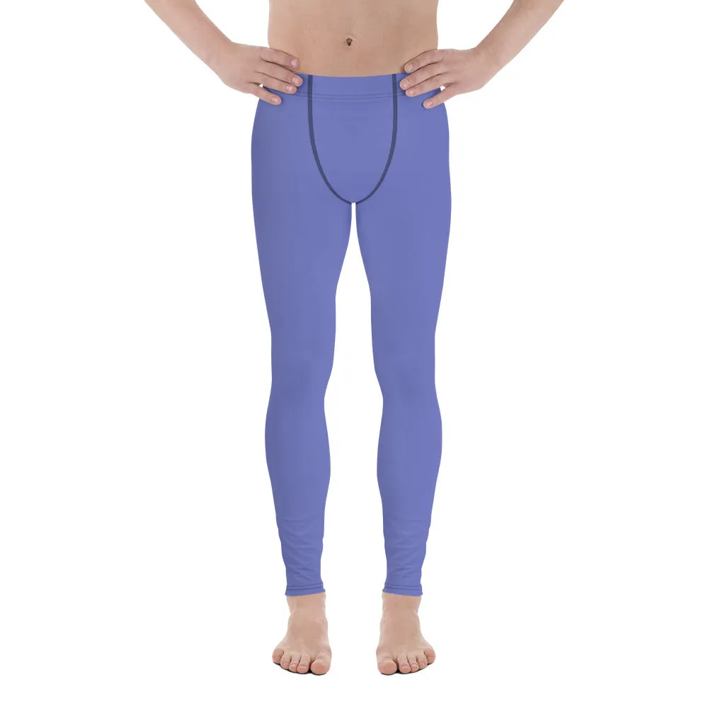 Purple Solid Color Men's Leggings, Solid Lavender Purple Color Men's Tights Compression Pants - Made in USA/EU/MX