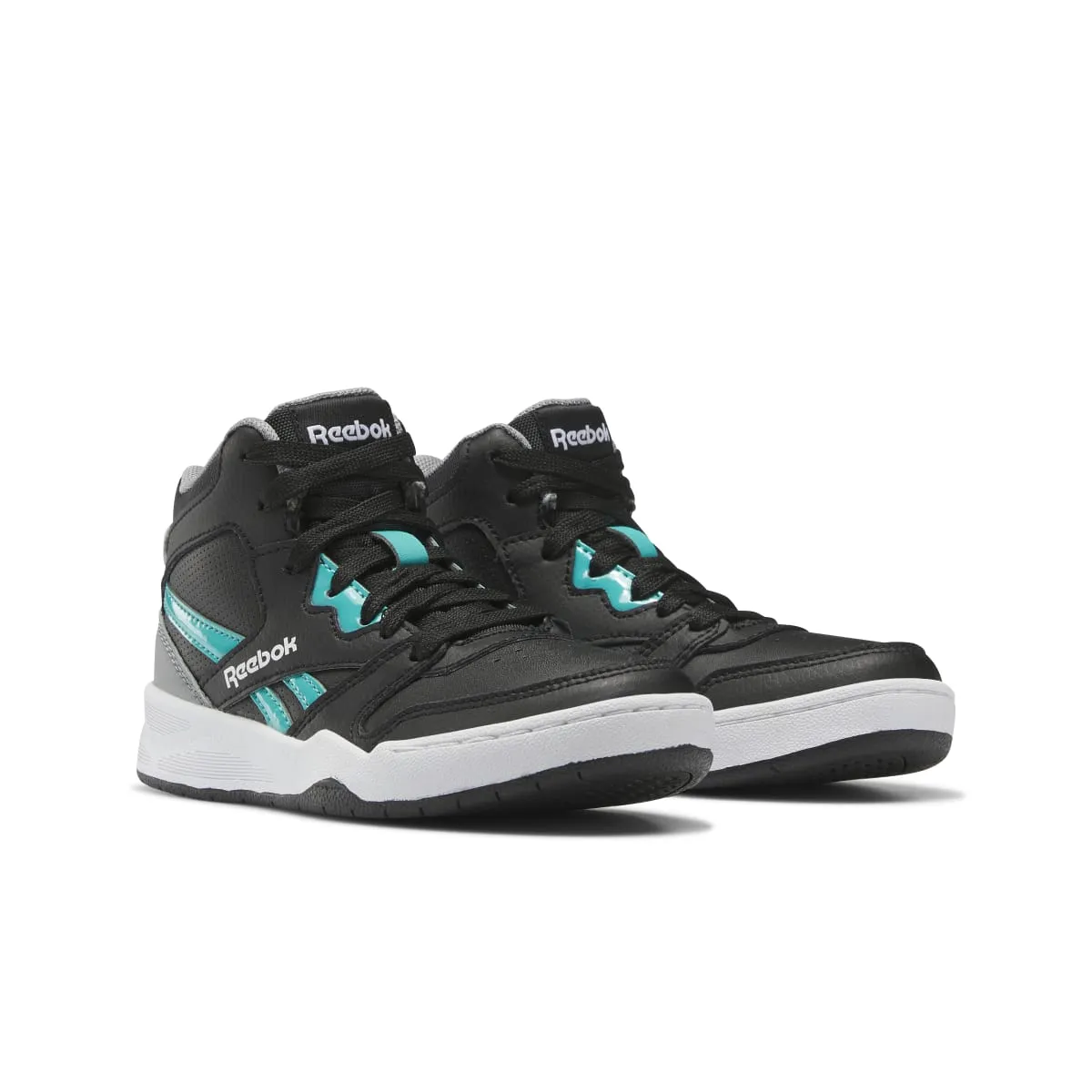 REEBOK GX1456 BB4500 COURT KID'S (Medium) Black/Grey/Teal Synthetic & Leather Basketball Shoes