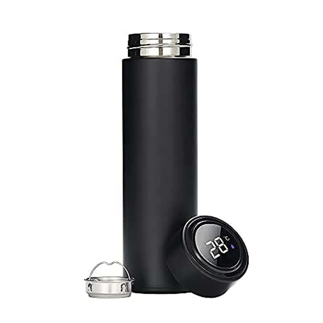 Rosaline Temperature Smart Vacuum Insulated Thermos Water Bottle with LED Temperature Display 304 Stainless Steel Perfect for Hot and Cold Drinks (Black, 500ml)