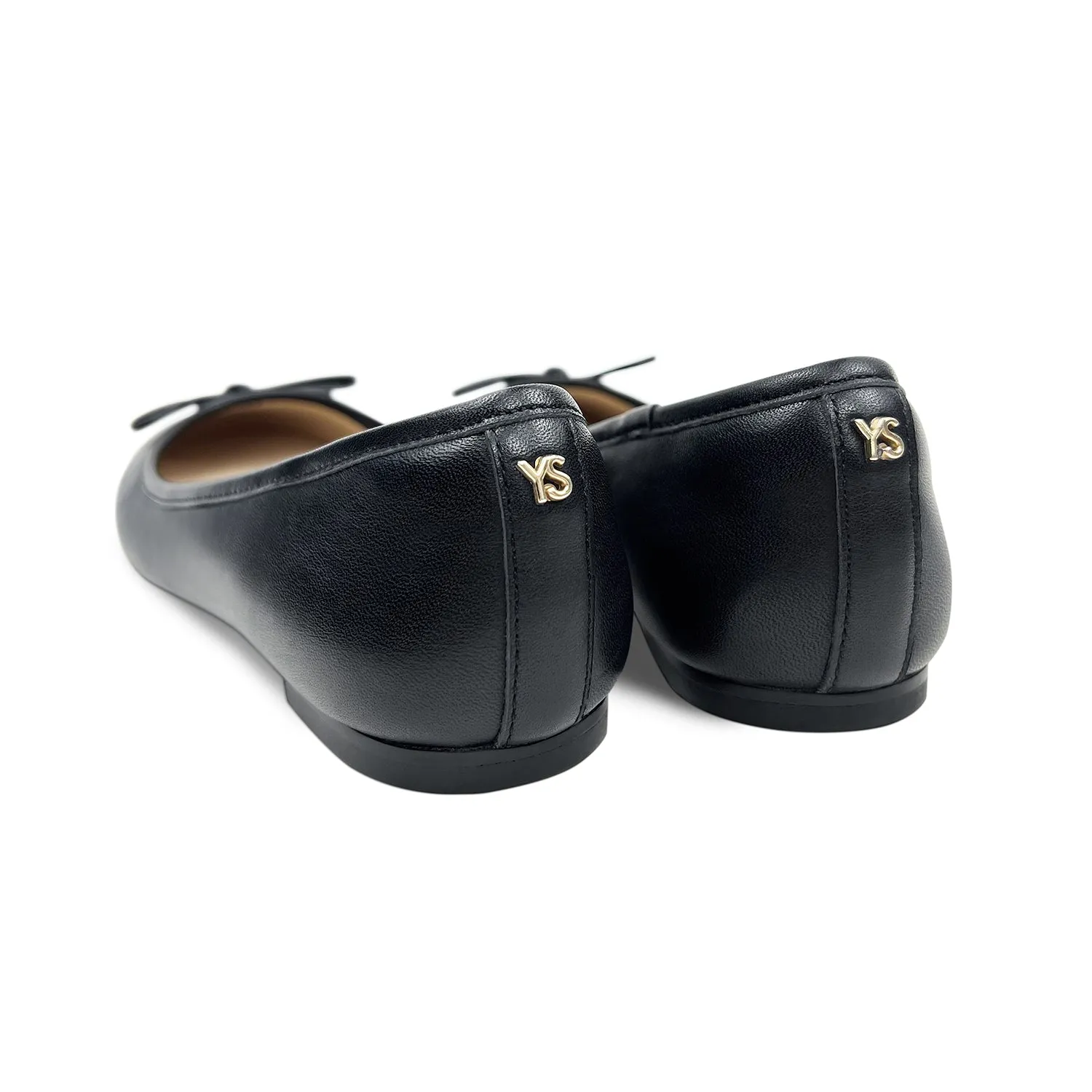 Sadie Ballet Flat in Black Leather