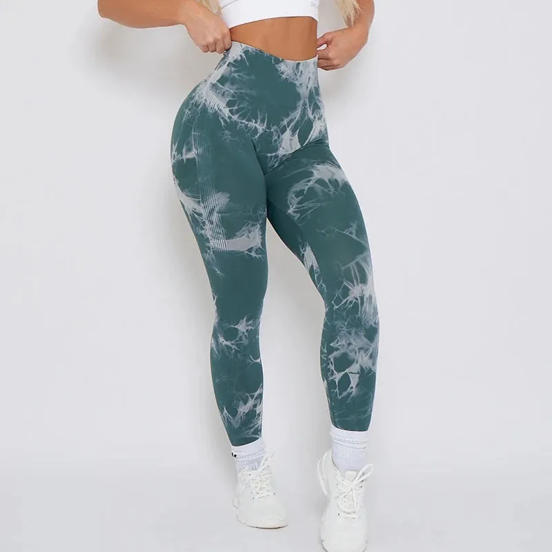 Seamless Leggings Pchee Bubble Gum Tie Dye Pants Leggings Gym Workout Fitness Leggings Running