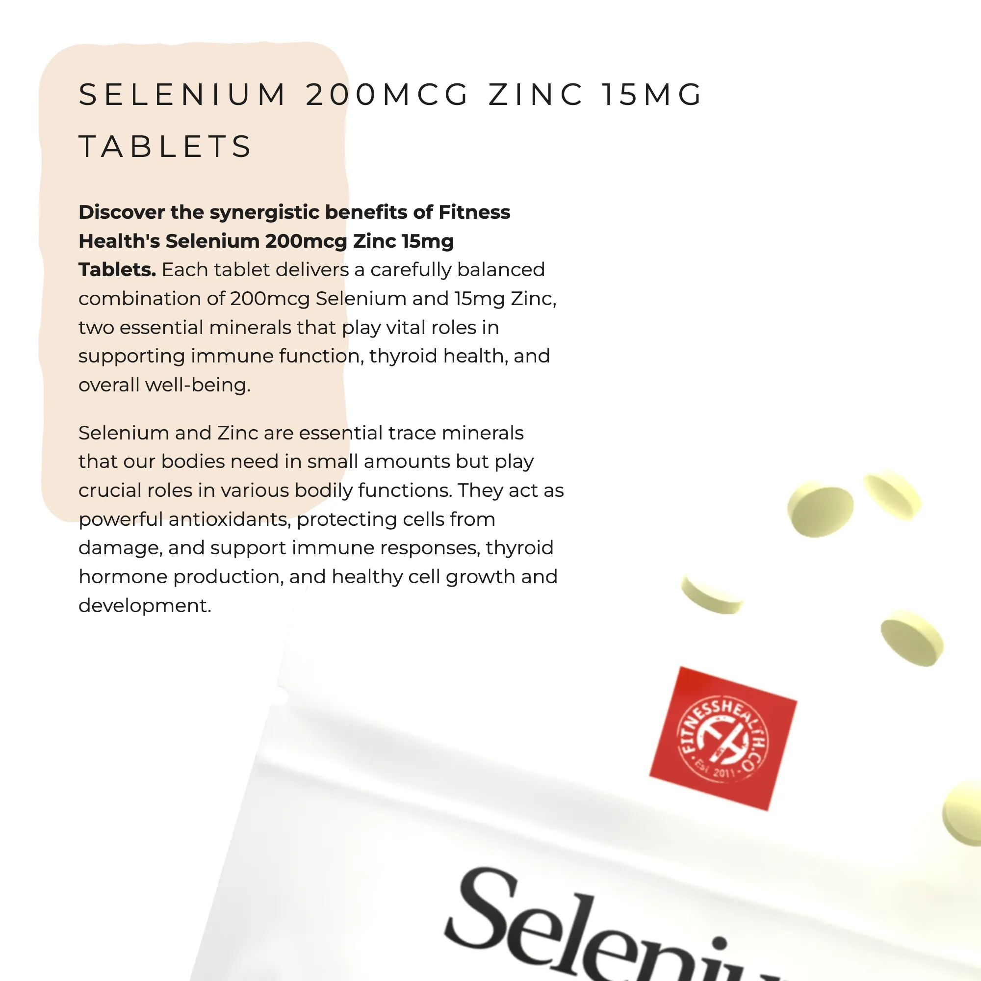 Selenium 200mcg Zinc 15mg Tablets