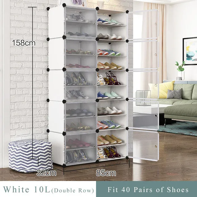 Simple Multilayer Modular Shoe Cabinet Easy Assembly Boots Shoes Storage Organizer Home Space Saving Closet Plastic Shoe Rack