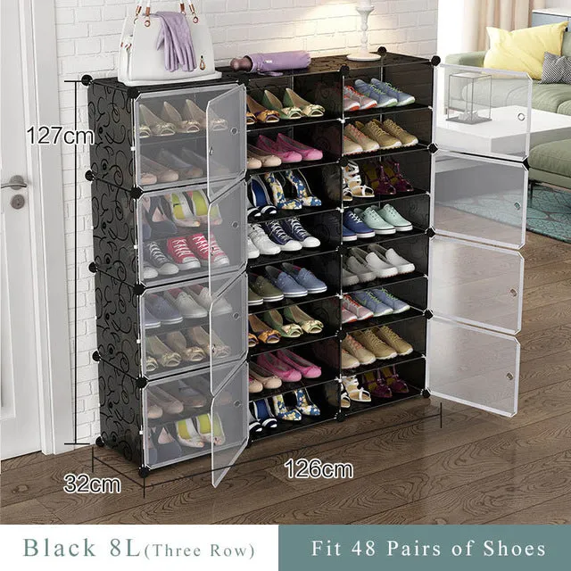 Simple Multilayer Modular Shoe Cabinet Easy Assembly Boots Shoes Storage Organizer Home Space Saving Closet Plastic Shoe Rack