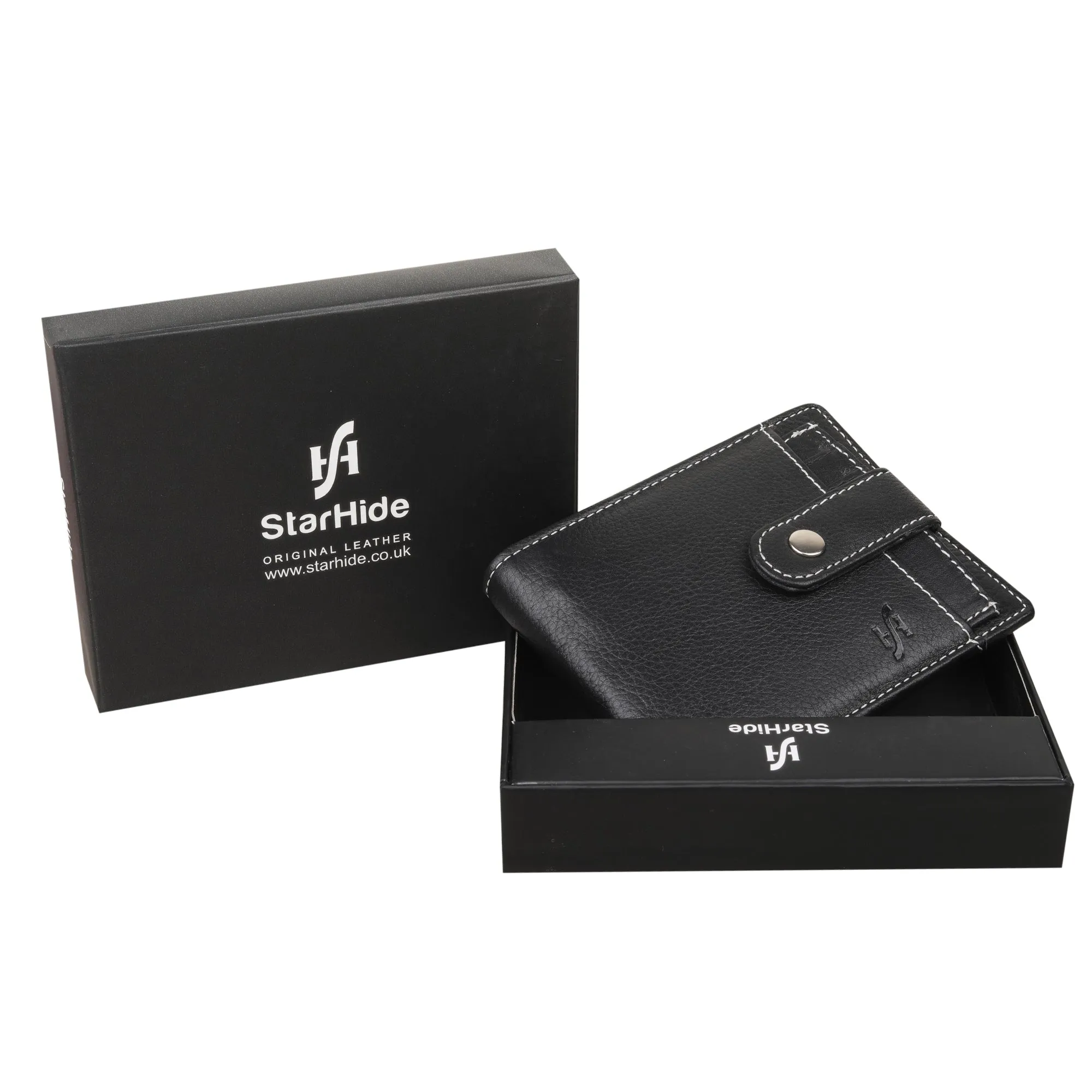 STARHIDE Mens RFID Blocking Genuine Leather Wallet with Removable Minimalist Slim Card Holder 1125