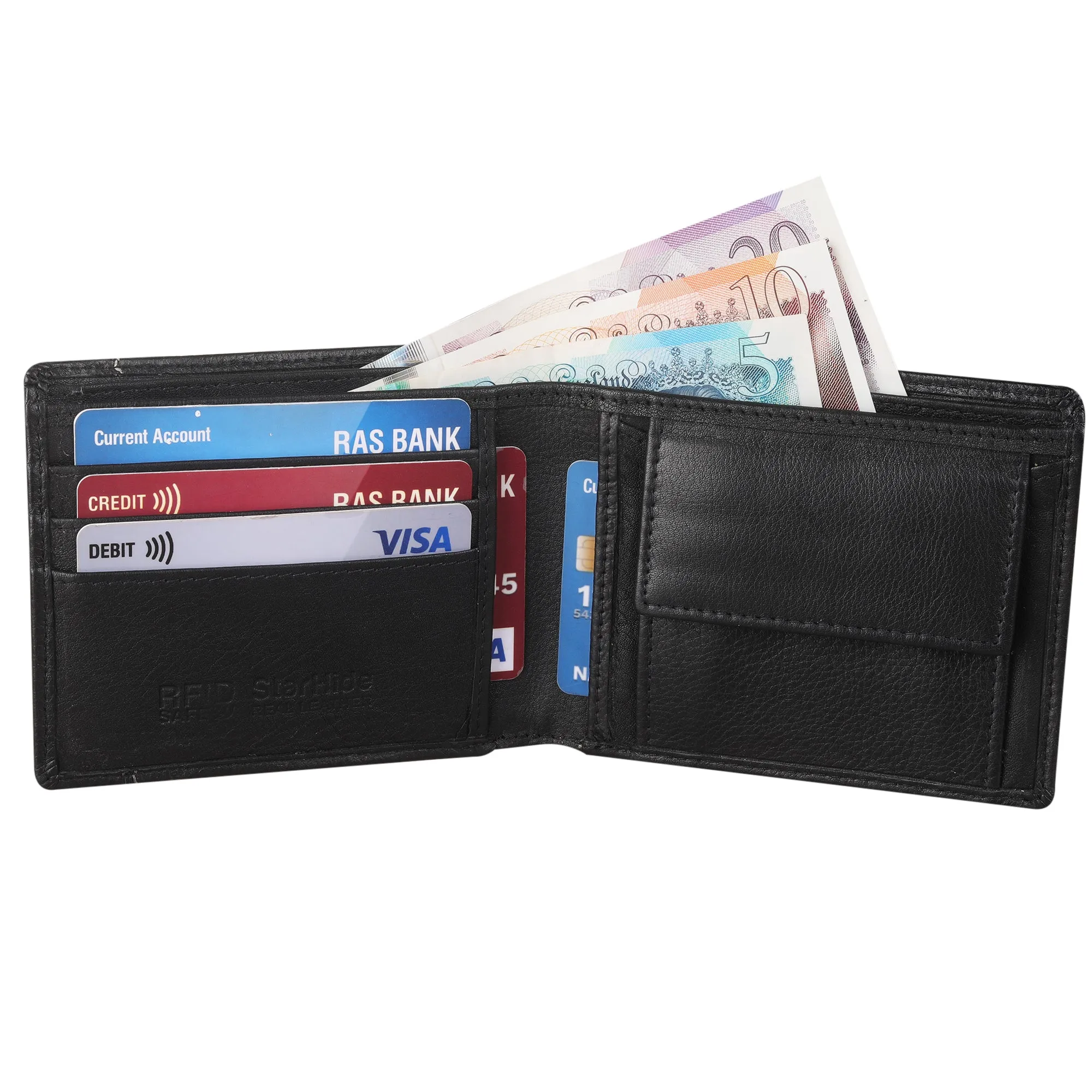 STARHIDE Mens RFID Blocking Genuine Leather Wallet with Removable Minimalist Slim Card Holder 1125