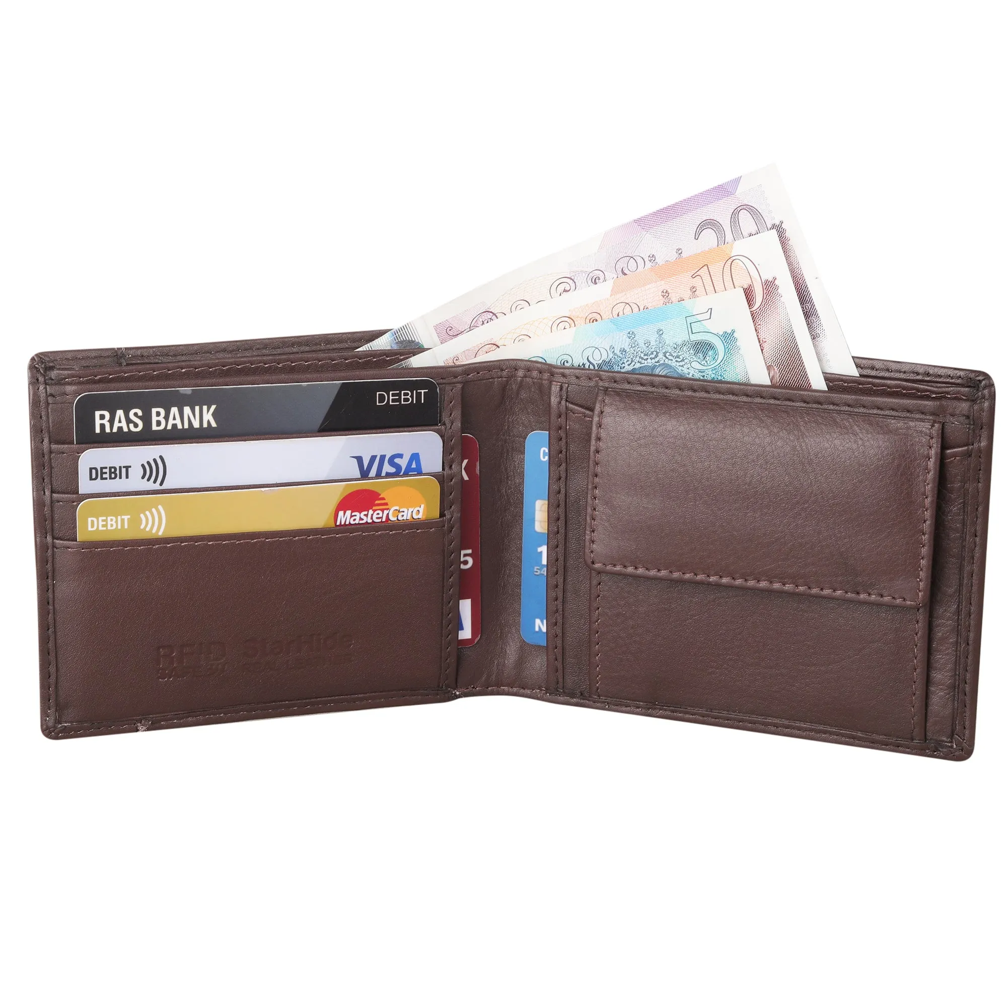 STARHIDE Mens RFID Blocking Genuine Leather Wallet with Removable Minimalist Slim Card Holder 1125