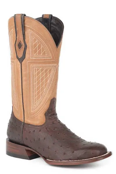 Stetson Mens Red Lodge Ostrich Square Toe Boots Style 12-020-1852-0273