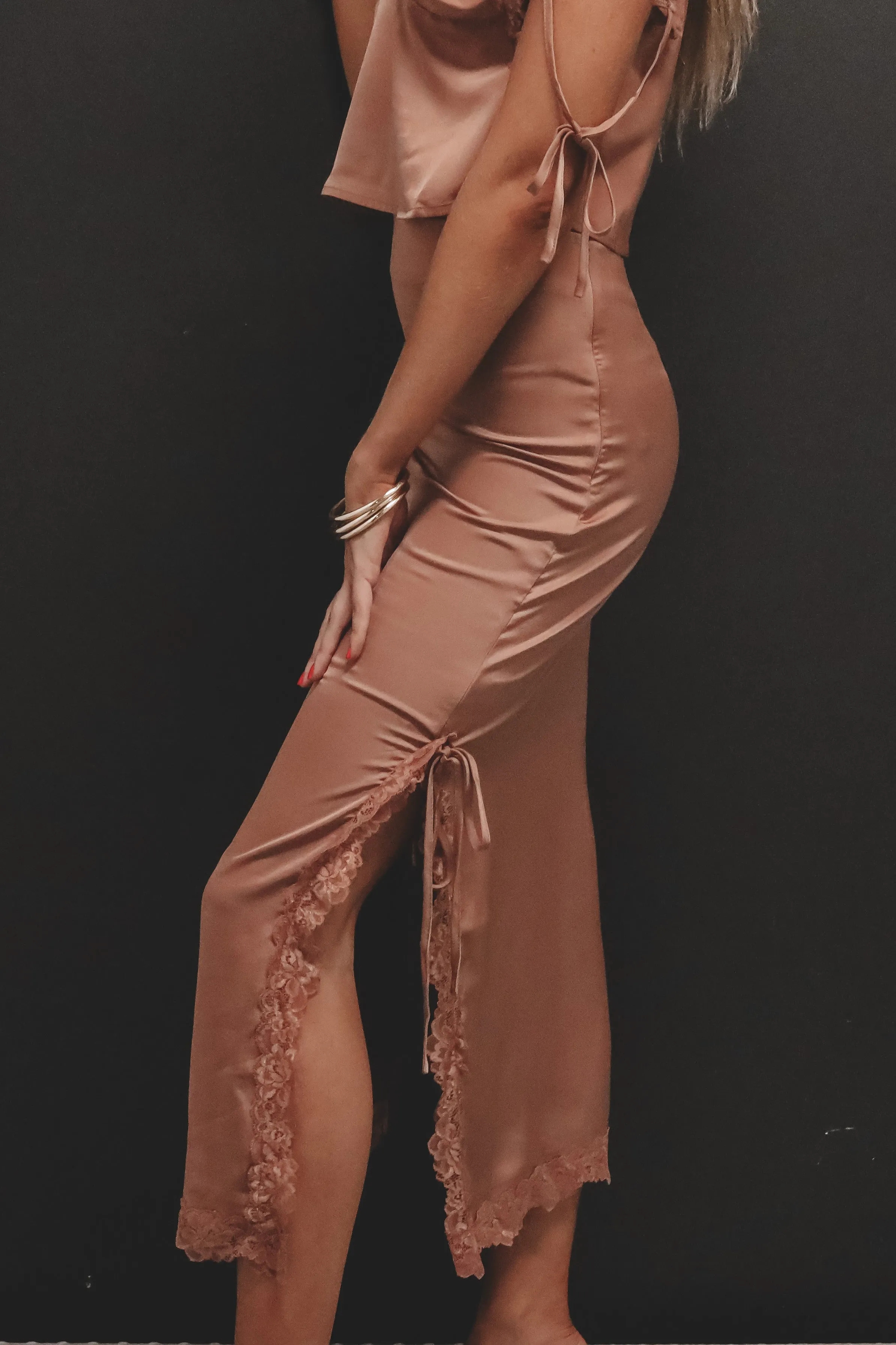 Stop And Smell The Roses Dusty Satin Maxi Skirt