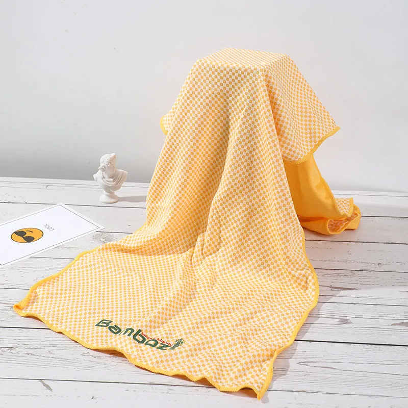 Summer Ice Silk Cold Sports Towel Outdoor Fitness Running Sweat Towel Double Layer Creative Plaid Print Cold Towel