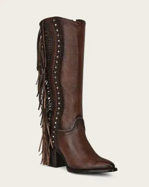 Tall western style brown boot