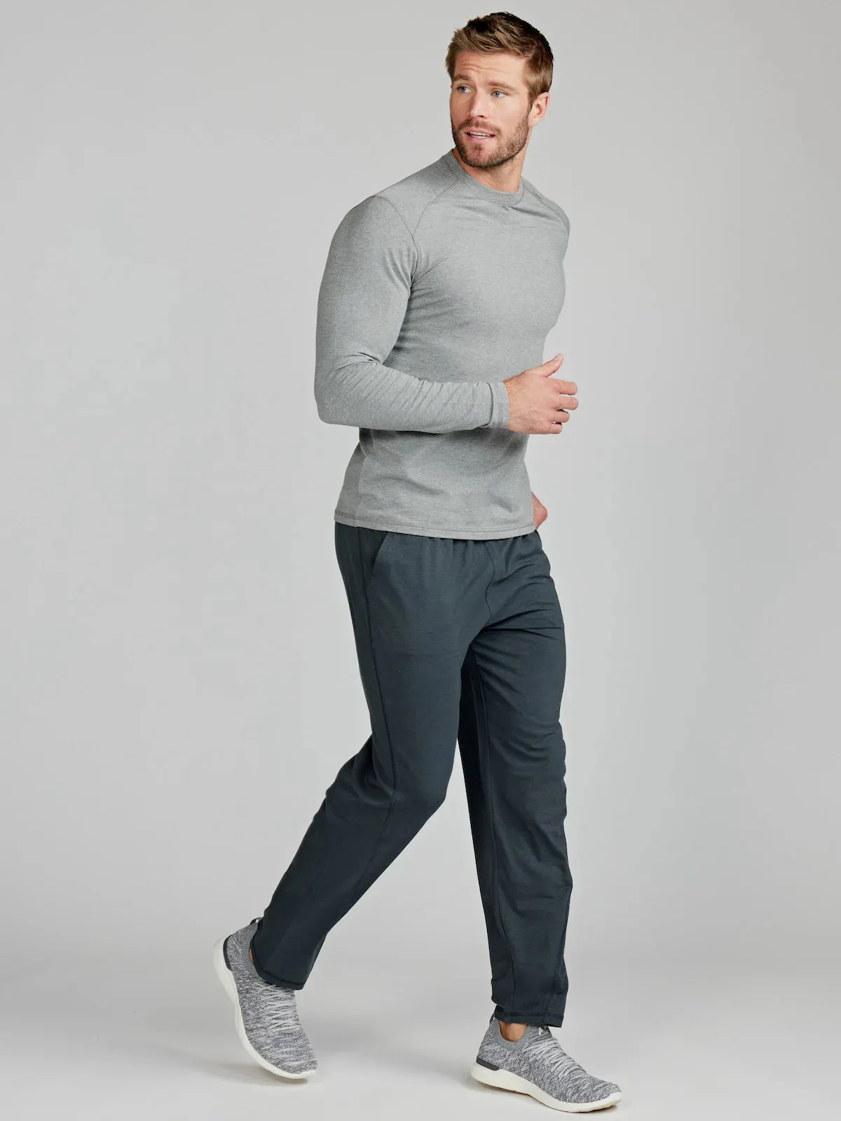 tasc Performance Men's Carrollton Long Sleeve Fitness T-Shirt in Heather Gray