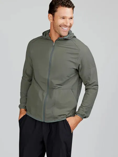 tasc Performance Men's Swift Hooded Windbreaker in Shale