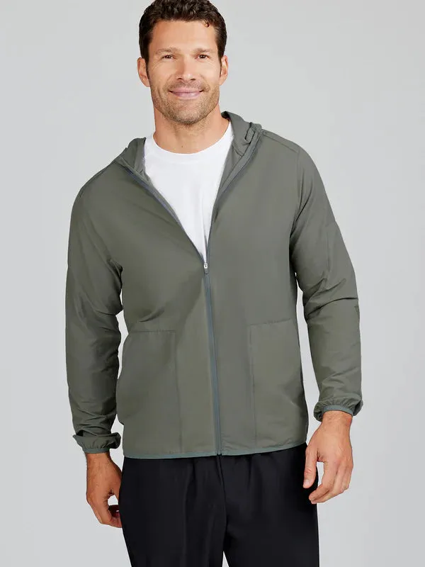 tasc Performance Men's Swift Hooded Windbreaker in Shale