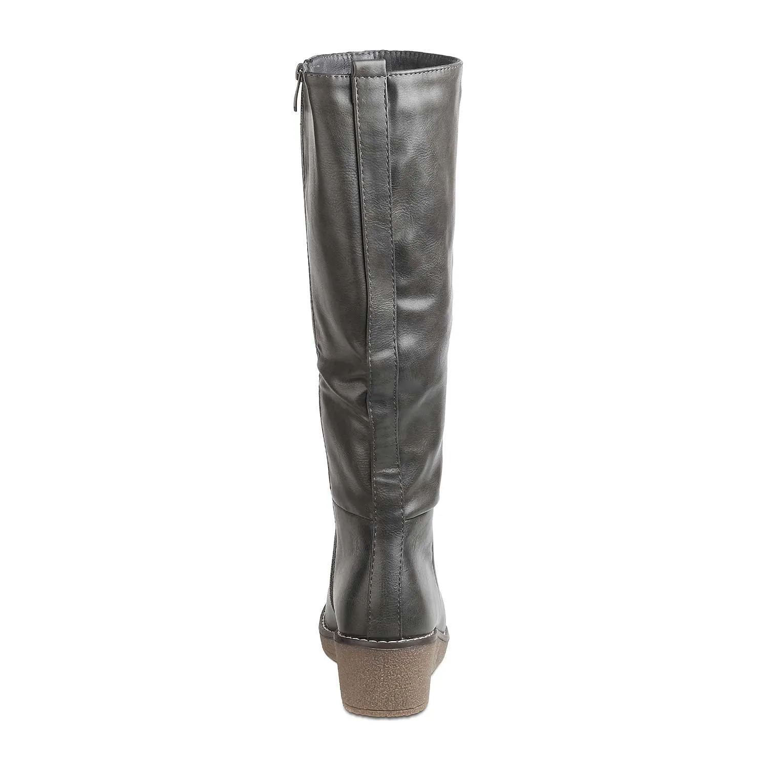 The Alavus Grey Women's Knee-length Boots Tresmode