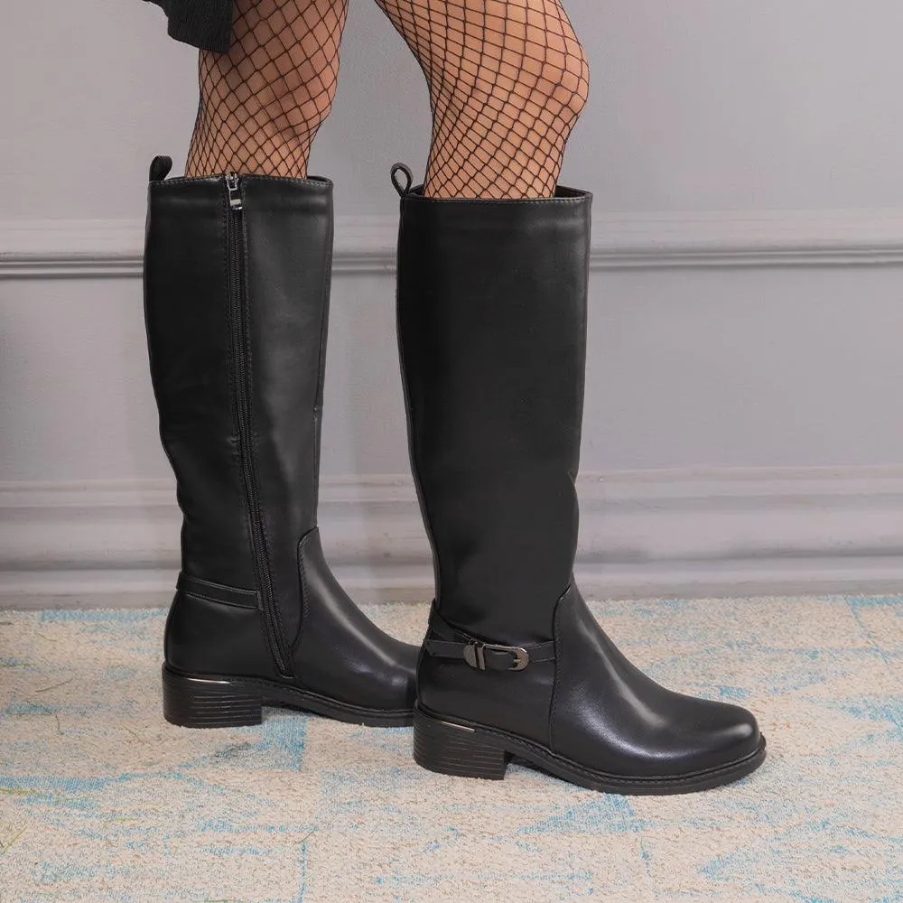 The Tloin Black Women's Knee-length Boots Tresmode