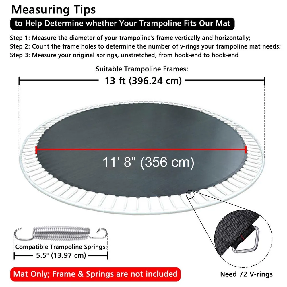 TheLAShop 13' Trampoline Mat Replacement Round, 72 V-Rings