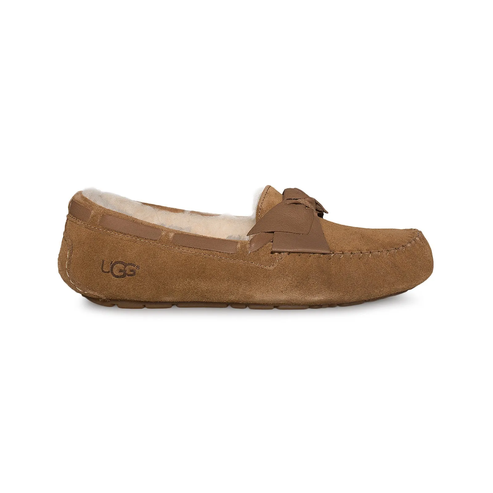 UGG Dakota Leather Bow Chestnut Slippers - Women's