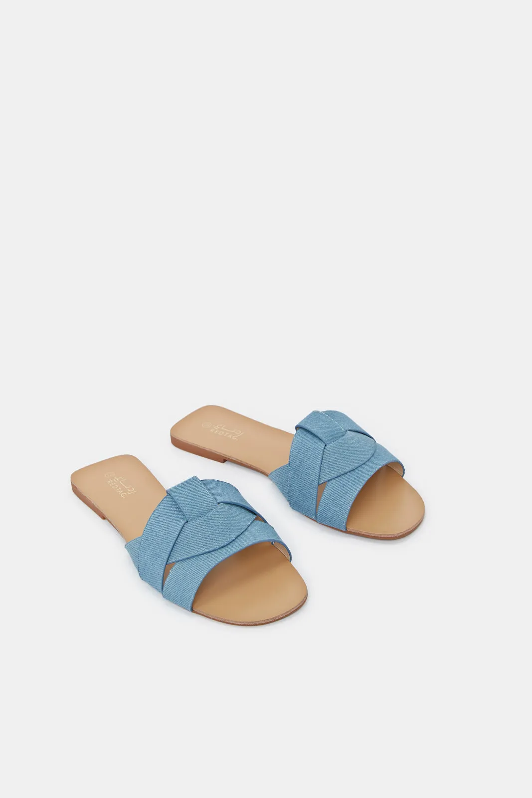 Women Blue Denim Strappy Mule