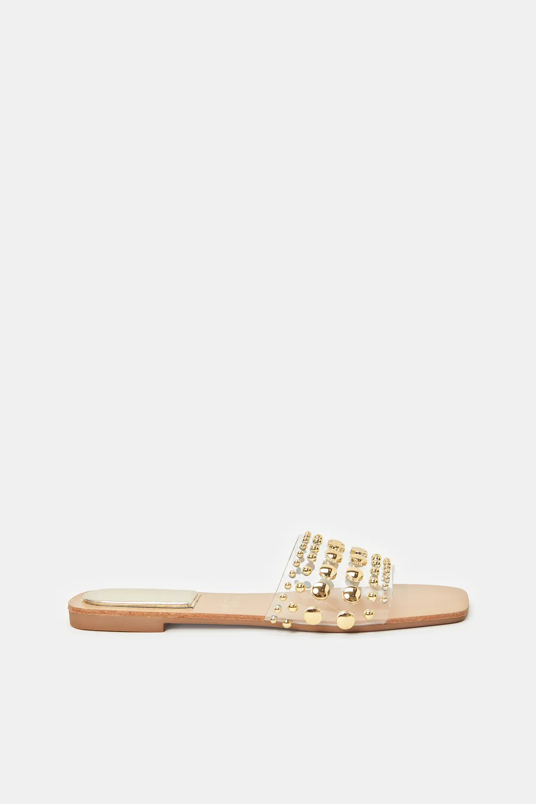 Women Gold Stud Mule