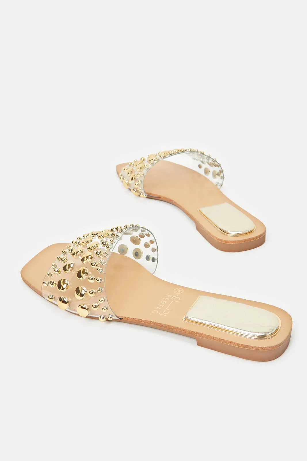 Women Gold Stud Mule