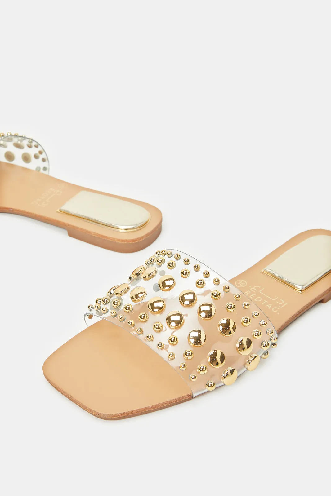 Women Gold Stud Mule