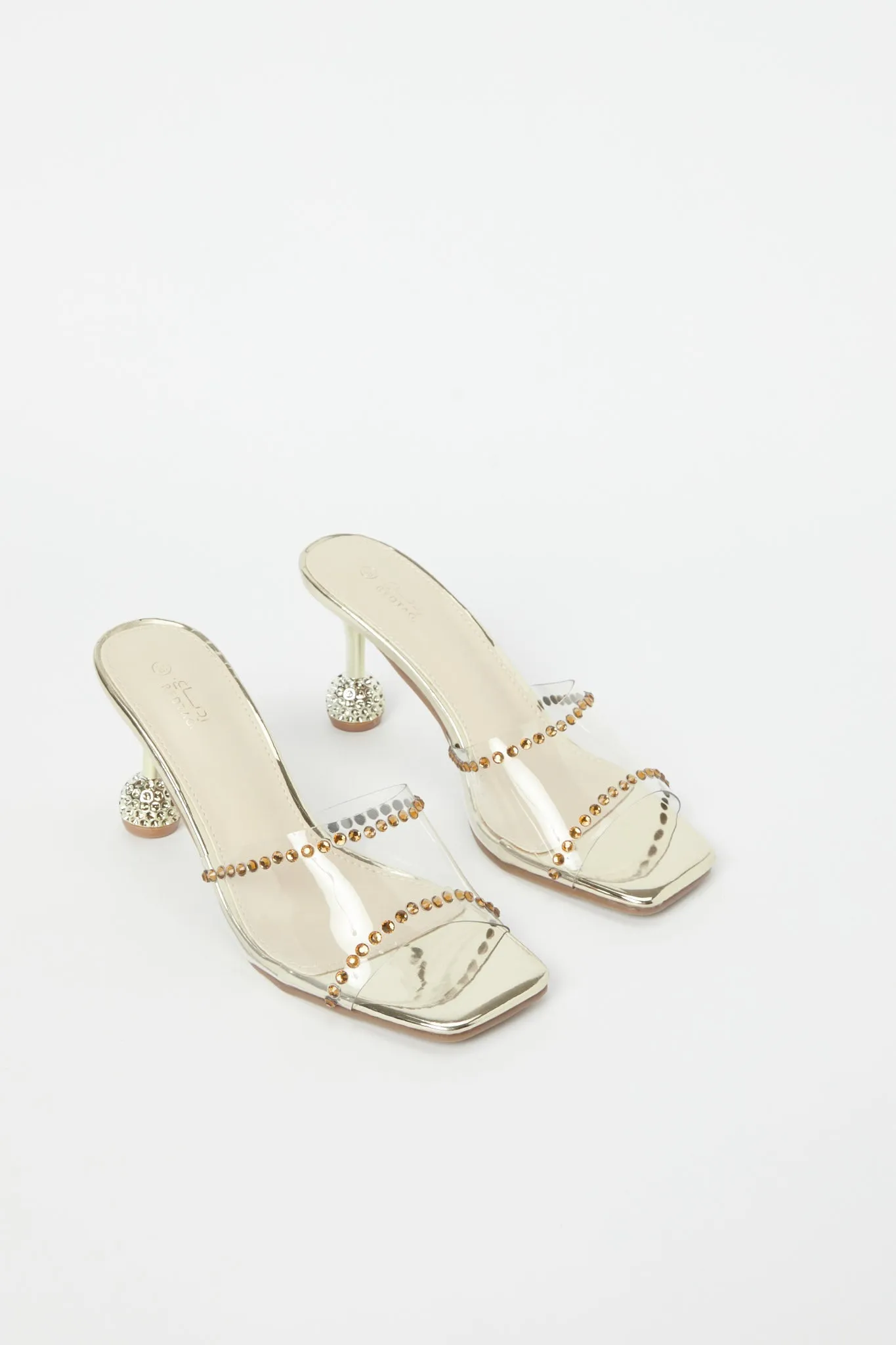 Women Gold Vinyl Mule