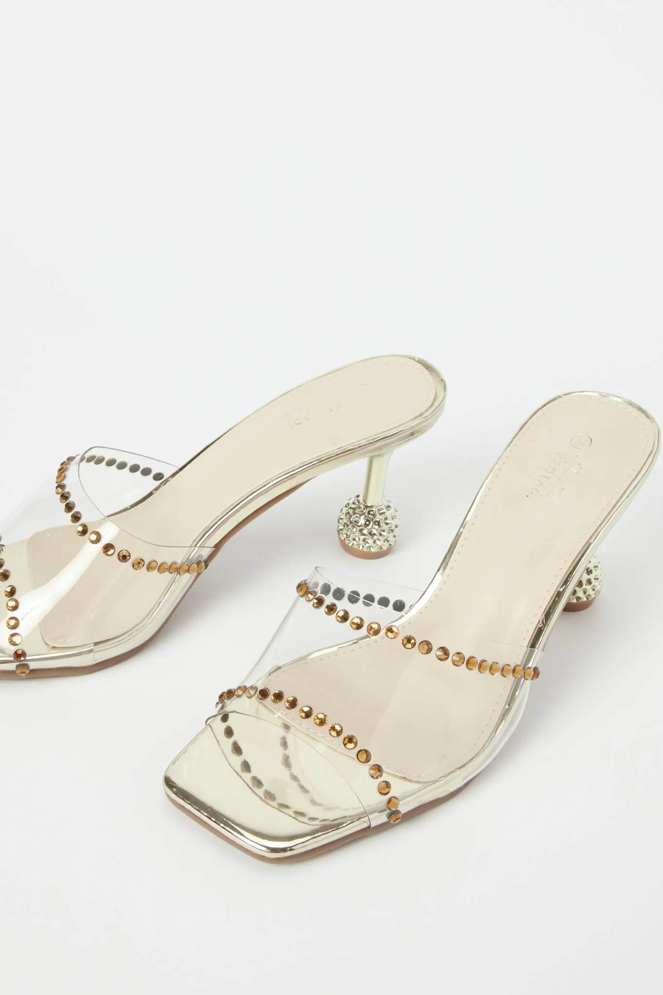 Women Gold Vinyl Mule