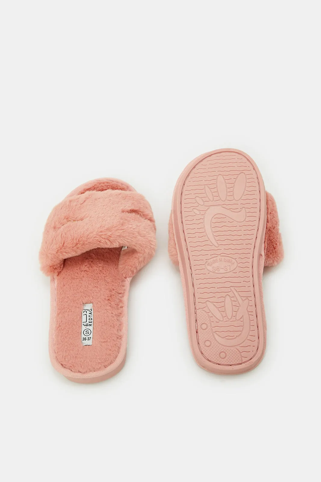 Women Pink Slipper With Eyelash Embroidery