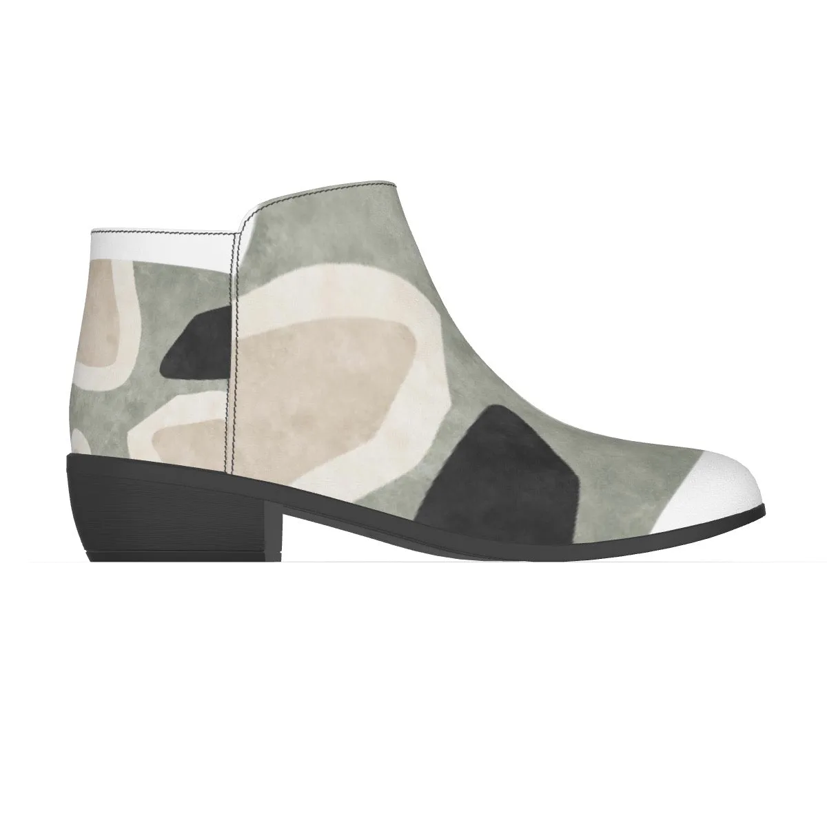 Women's Fashion Boots 121 beige with olive abstract print