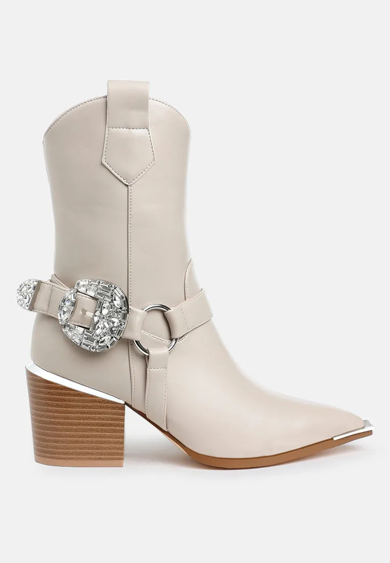 Woodstock Diamante Embellished Pin Buckle Boots