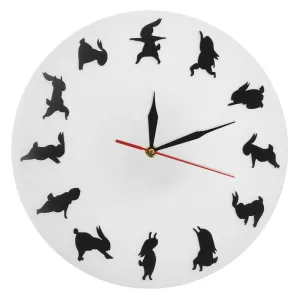 Yoga Rabbits Wall Clock Yoga Bunnies Minimalist Design Decorative Clock Watch Fitness Studio Inspiration Animals Wall Art Decor